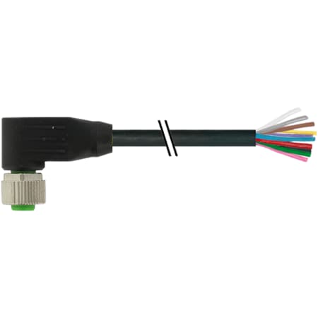 Murrelektronik M12 FEMALE 90 Degree, PUR 12x0, 14 black drag ch AIN 3m 7000-19061-7050300